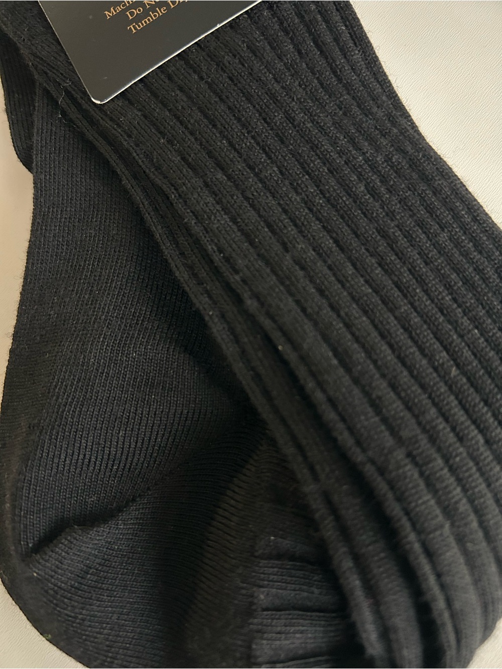 Brooks Brothers Black Mens Socks Ribbed Merino Wool Blend Hand Linked Toe New - Picture 3 of 6